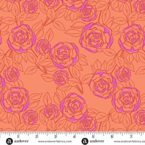 Color Me Pretty - Rose Bloom in Coral by Stephanie Organes for Andover Fabrics