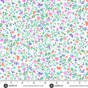 Fairy Dust - FlowerTrail in White for Makower Fabrics