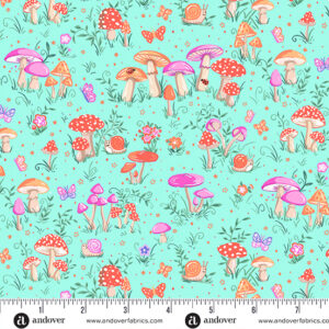 Fairy Dust - Toadstools in Teal Makower Fabrics