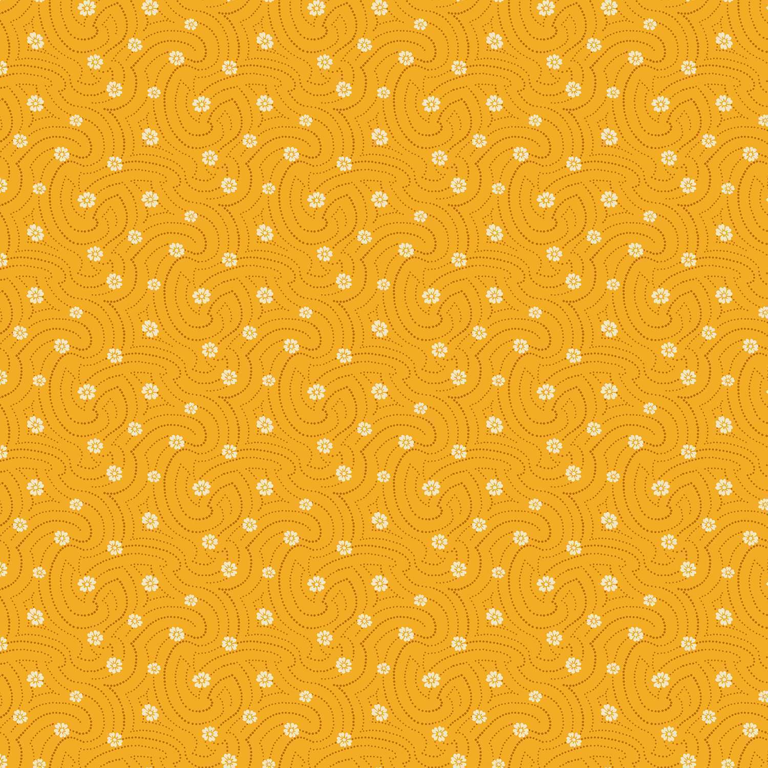Indigo Cheddar - Swirly Dots Cheddar Andover Fabrics