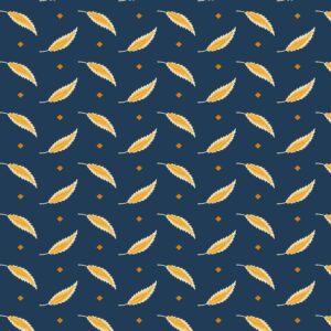 Indigo Cheddar - Tossed Leaves Indigo Andover Fabrics