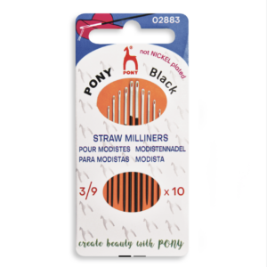 Pony Hand Sewing Needles: Straws: Black with White Eye: Sizes 3-9